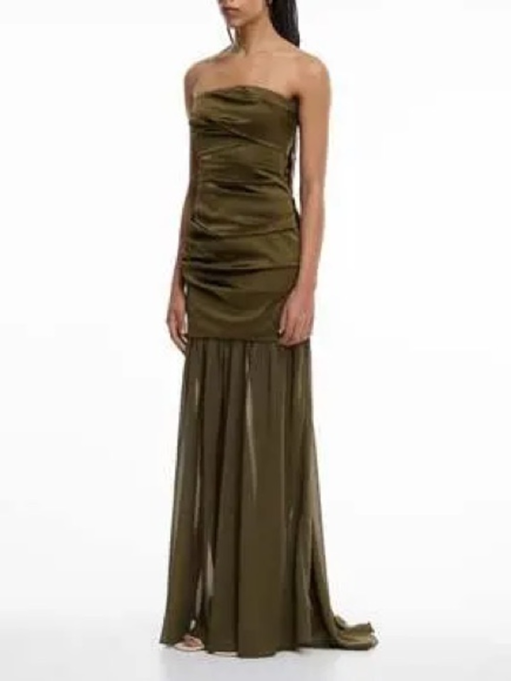 SIGNIFICANT OTHER TALLIE CONVERTIBLE SATIN DRESS KAHKI - 6